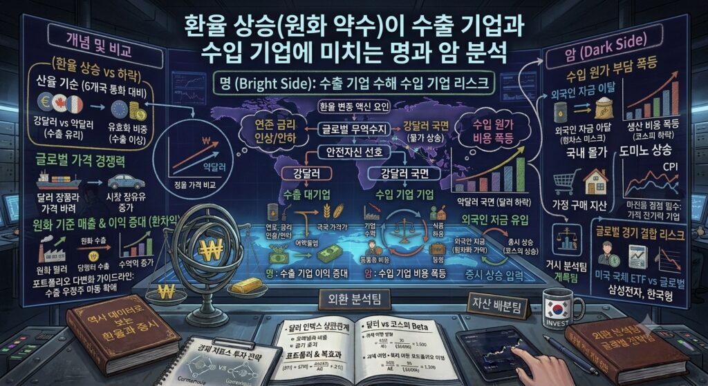 환율 상승(원화 약수)이 수출 기업과 수입 기업에 미치는 명과 암 분석